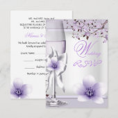 出欠 おしゃれ ウェディング ラベンダー パープル リラックマ 6 (正面/裏面)