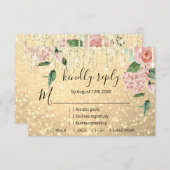 出欠  ウェディング グリッター ブライダル ミント グリッター ゴールド (正面/裏面)