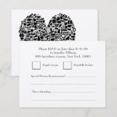 出欠 ウェディング フード好き ハート シルバー 返信 (正面/裏面)