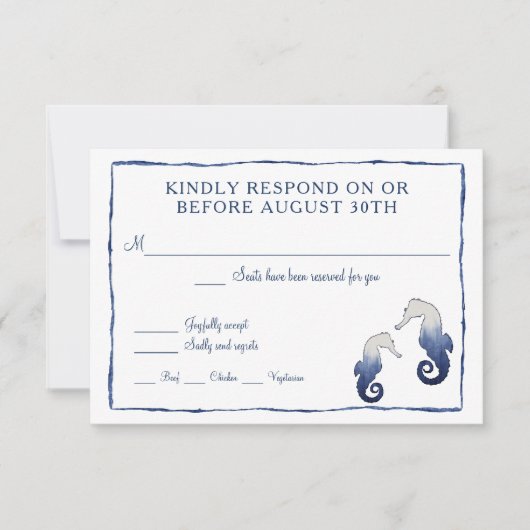 出欠 シボリ クモ 水彩 海辺 タツノオトシゴ 海 (正面)