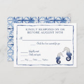 出欠 シボリ クモ 水彩 海辺 タツノオトシゴ 海 (正面/裏面)