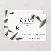 出欠 婚礼 冬 クリスマス 休暇 白 緑 (正面/裏面)