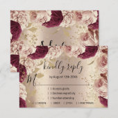 出欠 結婚 きらきら 輝き ブライダル ローズゴールド 花輪 ピンク (正面/裏面)