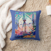 出港船お洒落デザイン クッション (ブランケット)