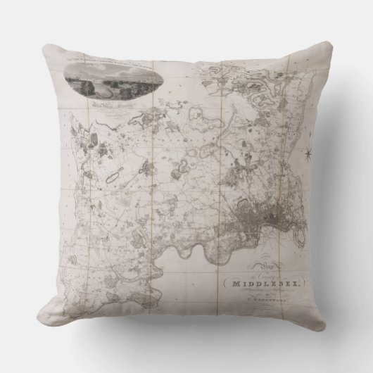 出版されるミドルセックスの郡の地図1819年(pr クッション (正面)
