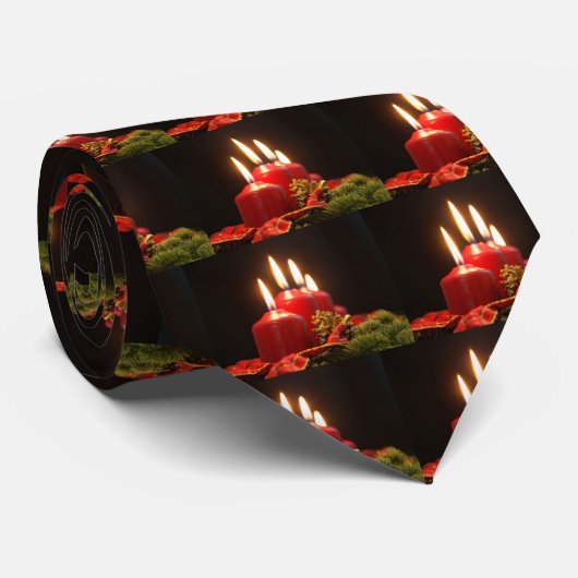 出現の赤い蝋燭はもみの枝と包みます ネクタイ (ロール)