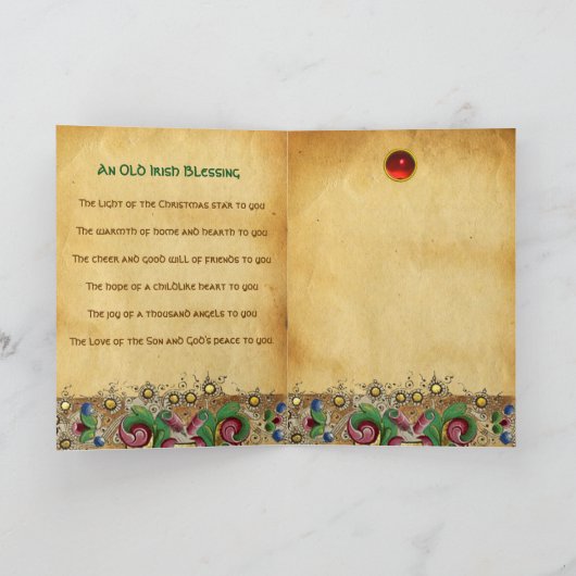 出生とアイリッシュクリスマス賛美の飾り シーズンカード (内部)
