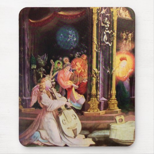 出生と天使 – クリスマスの魔法 マウスパッド (正面)