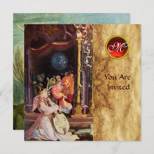 出生と天使 – クリスマスモノグラムの魔法 招待状 (正面/裏面)