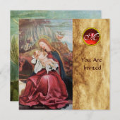 出生と天使 – クリスマスモノグラムの魔法 招待状 (正面/裏面)