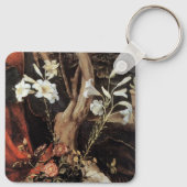 出生と白いユリ – クリスマスの魔法 キーホルダー (裏面)