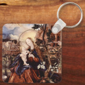 出生と白いユリ – クリスマスの魔法 キーホルダー (裏面)