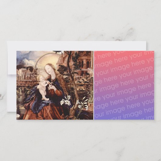 出生と白いユリ – クリスマスの魔法 シーズンカード (正面)