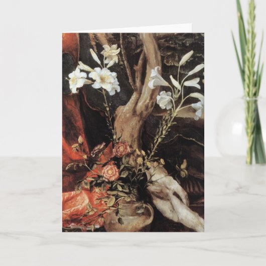 出生と白いユリ – クリスマスの魔法 シーズンカード (正面)