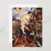 出生と白いユリ – クリスマスの魔法 シーズンポストカード (正面/裏面)