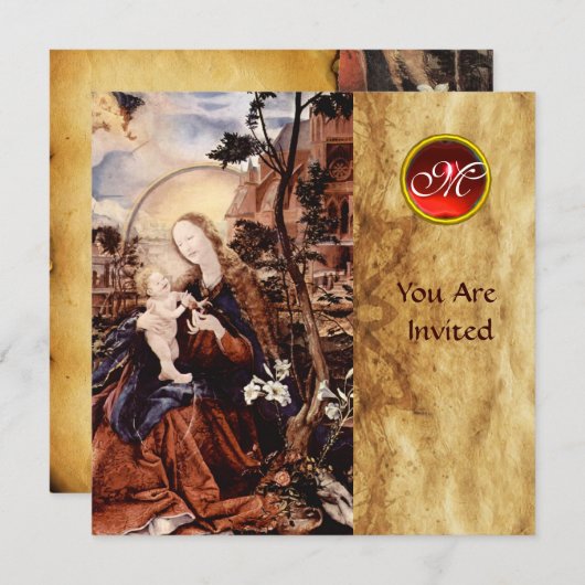 出生と白いユリ – クリスマスの魔法 招待状 (正面/裏面)