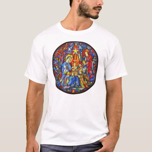 出生によって絵を描かれるステンドグラスのスタイル Tシャツ (正面)