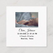 出生のお知らせに写真 日時 場所の詳細を追加 スクエア名刺 (裏面)