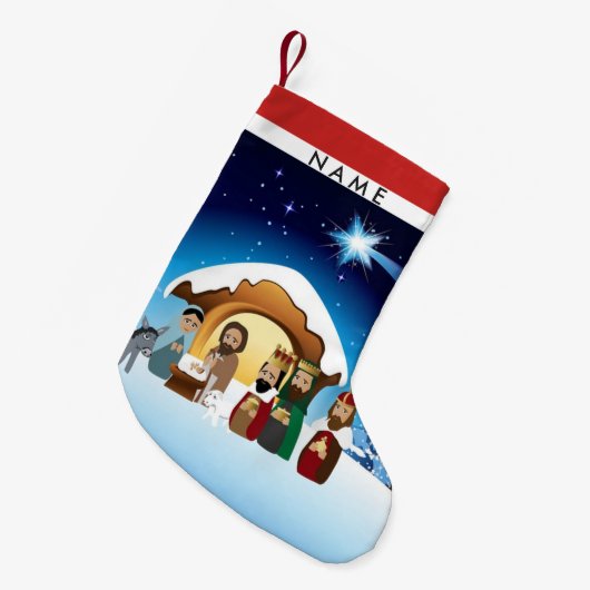 出生のクリスマスのストッキング スモールクリスマスストッキング (正面 (吊り時))