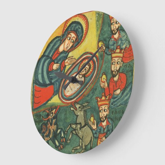 出生のクリスマス羊皮紙、マギの崇拝 ラージ壁時計 (傾斜)