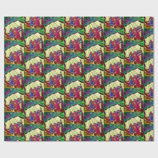 出生のクリスマス:ベビーイエス,マニガーのマリヤ ラッピングペーパー (フラット)