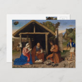 出生のクリブ崇拝の羊飼いのクリスマス シーズンポストカード (正面/裏面)