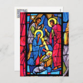 出生のステンドグラスのクリスマス シーズンポストカード (正面/裏面)