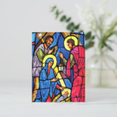 出生のステンドグラスのクリスマス シーズンポストカード (スタンド正面)