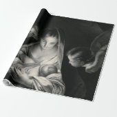 出生のベビーのイエス・キリスト聖母マリアの天使の白黒 ラッピングペーパー (アンロールド)