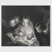 出生のベビーのイエス・キリスト聖母マリアの天使の白黒 ラッピングペーパー (フラット)