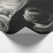 出生のベビーのイエス・キリスト聖母マリアの天使の白黒 ラッピングペーパー (角)