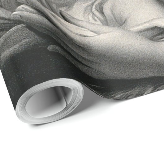 出生のベビーのイエス・キリスト聖母マリアの天使の白黒 ラッピングペーパー (ロールコーナー)