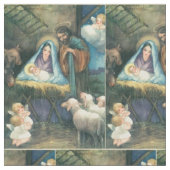 出生のヴィンテージのクリスマスの生地 ファブリック (クローズアップ)