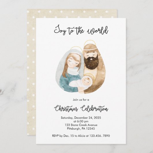 出生の喜びへ世界のクリスマスパーティー 招待状 (正面/裏面)