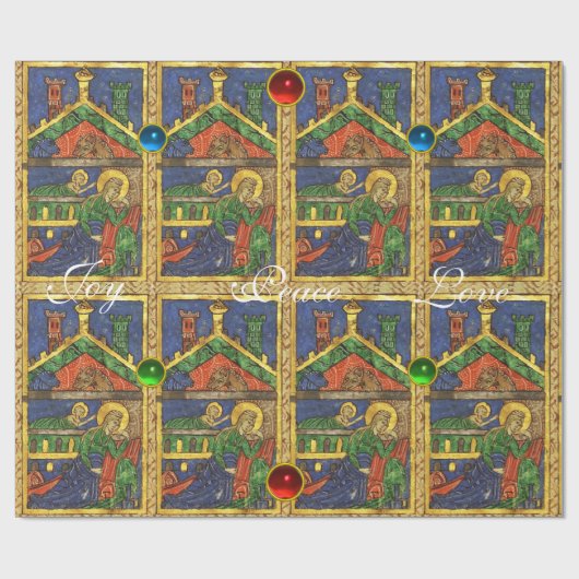 出生の宝石を持つクリスマスパーチメント ラッピングペーパー (フラット)