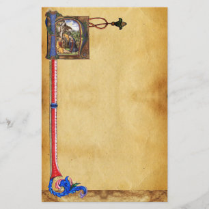 出生の羊皮紙のモノグラム 便箋