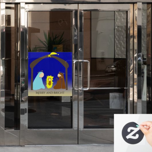 出生の聖家族とのクリスマスシーン ウィンドウサイン (オフィスドア)