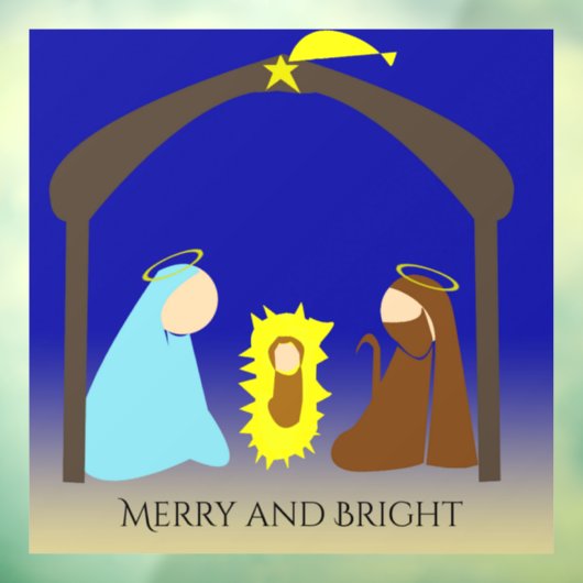 出生の聖家族とのクリスマスシーン ウィンドウサイン (シート3)