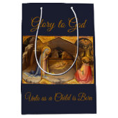 出生の金ゴールドのシーン神への栄光 ミディアムペーパーバッグ (正面)
