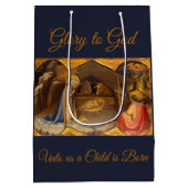 出生の金ゴールドのシーン神への栄光 ミディアムペーパーバッグ (裏面)