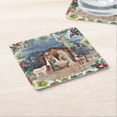 出生の風景、世界への喜び スクエアペーパーコースター (アングル)