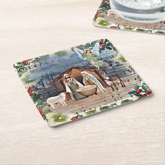 出生の風景、世界への喜び スクエアペーパーコースター (アングル)