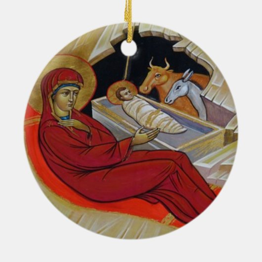 出生アイコンのクリスマスオーナメント セラミックオーナメント (裏面)