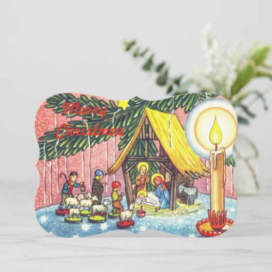 出生アンダーザクリスマスツリーフォトカード (スタンド正面)