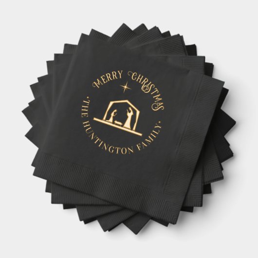 出生イエスマンガーメリークリスマスファミリー名 箔ナプキン (インサイチュ (積み重ね))