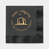 出生イエスマンガーメリークリスマスファミリー名 箔ナプキン (正面)