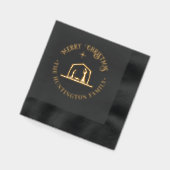 出生イエスマンガーメリークリスマスファミリー名 箔ナプキン (左)