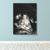 出生イエスヴァージンメアリーエンジェル白黒 キャンバスプリント (インサイチュ (ウッドフロア))