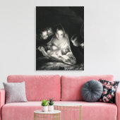 出生イエスヴァージンメアリーエンジェル白黒 キャンバスプリント (インサイチュ (リビング))