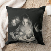 出生イエスヴァージンメアリーエンジェル白黒 クッション (ブランケット)